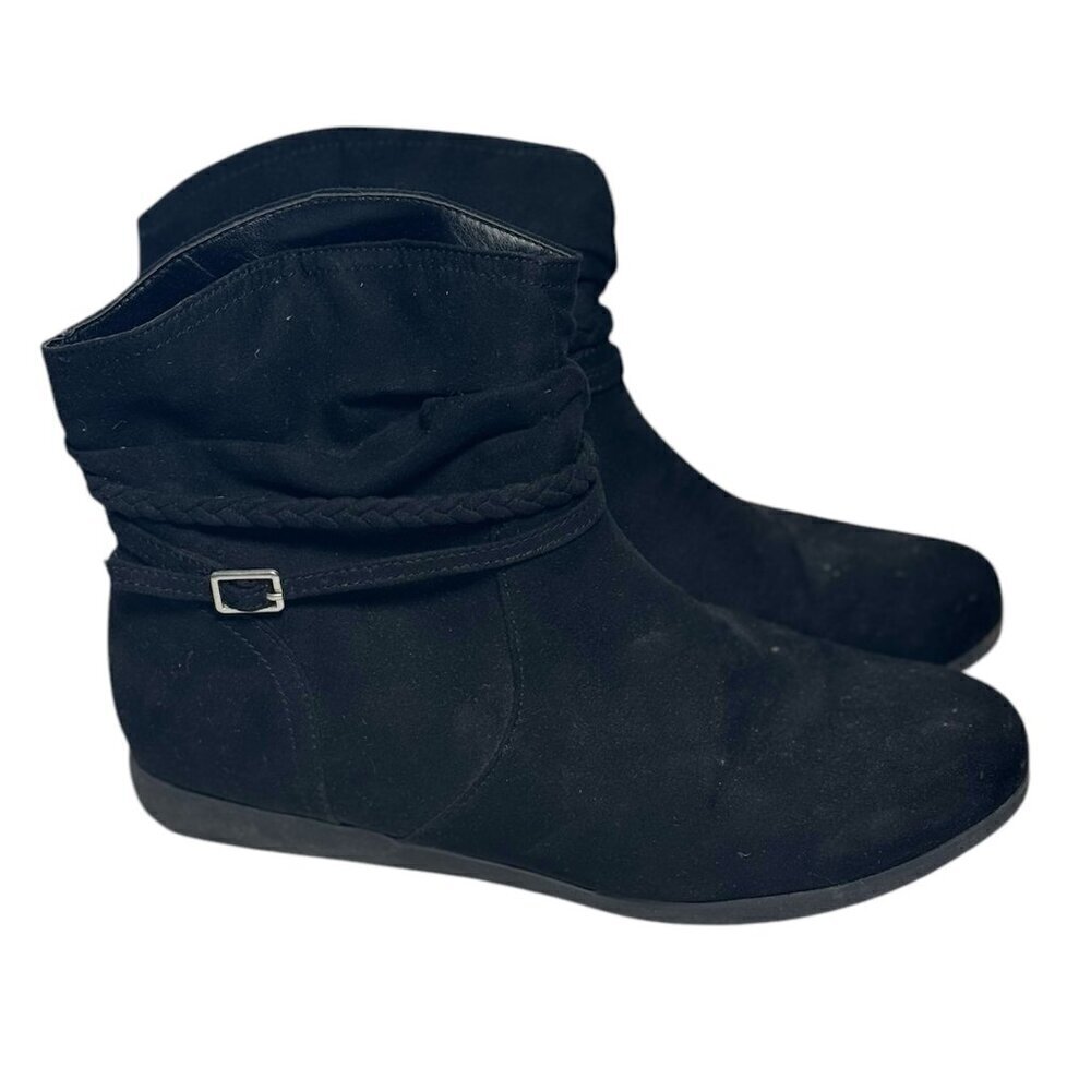 St John's Bay Boots Women's Size 8 Black Faux Suede Booties Kenzie